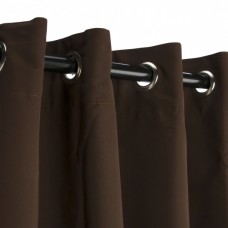 Sunbrella Canvas Bay Brown Outdoor Curtain with Nickel Plated Grommets 50 in. x 96 in.   